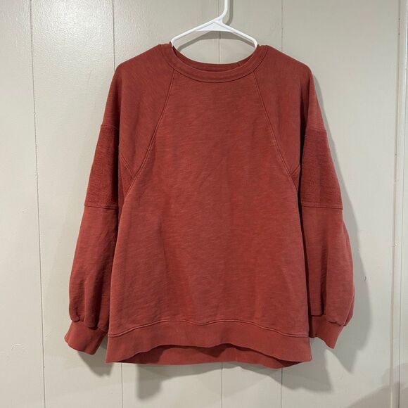 Madewell MWL Pullover Sweatshirt Rust Red Slouchy Raglan Sleeve Top Size M - Picture 4 of 14
